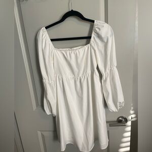 Elegant White Puff Sleeve Dress